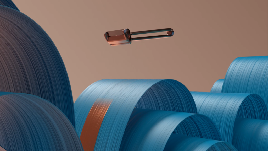 Blue Curves – Abstract Razor Product 3D Visualization